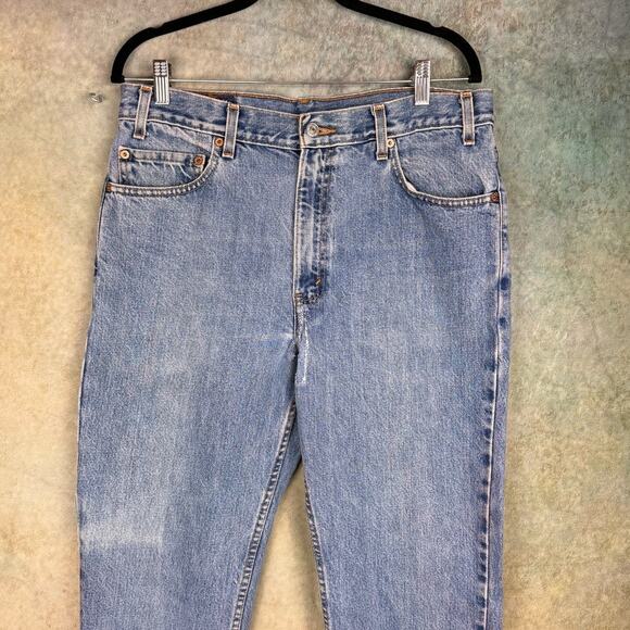 VTG 90s Levis 512 Denim Jeans Mens Sz 36x32 Blue Slim Fit Tapered Leg Med Wash - Picture 3 of 9